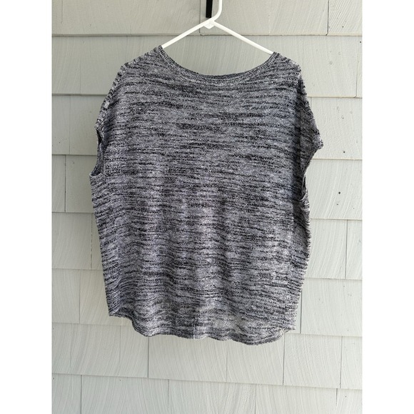 Pure Jill Women's Petite S Knit Top Black White Linen Cotton Sleeveless Boxy Tee - Picture 1 of 5